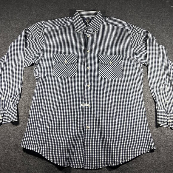 Turrau Mens Button Up Blue Gingham Shirt M India Made Vintage 100% Cotton - Picture 1 of 14